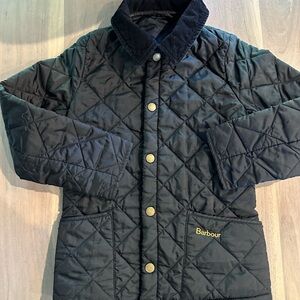 Barbour Quilted Jacket in Black with Gold Embroidery